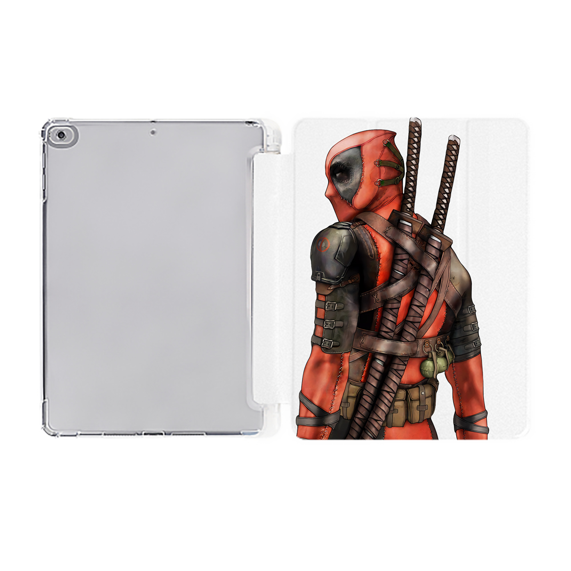 （画像用） Deadpool デッドプール IPad ケース ペン収納付き 三つ折りスタンド PUレザー×シリコン 対応機種9.5/10.5/10.9インチ